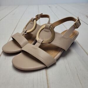 Comfortview nude Rosetta mini wedge sandals wide width